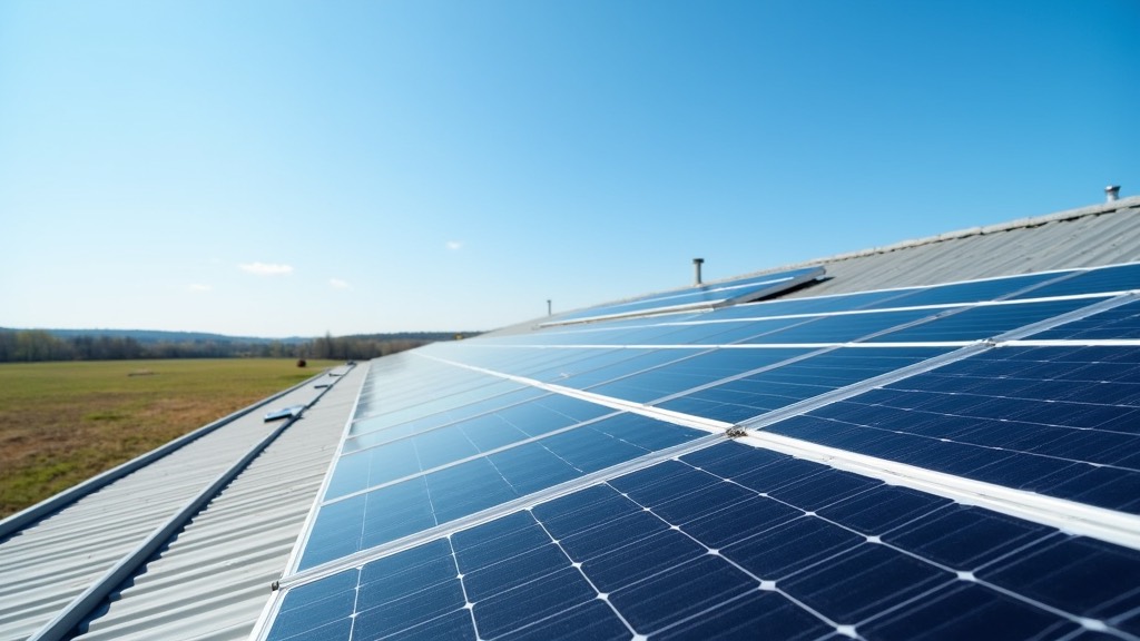 Solar panels installed on a roof with clear sky